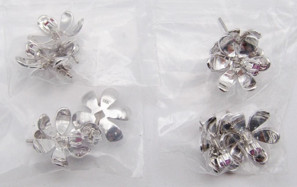 (4) PAIR STERLING / RUBY EARRINGS (1 of 3)