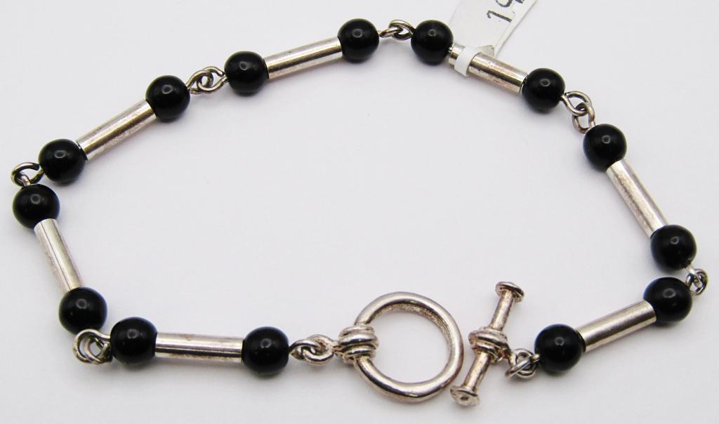 STERLING & BLACK ONYX BRACELET 8 1/2" LONG (1 of 3)