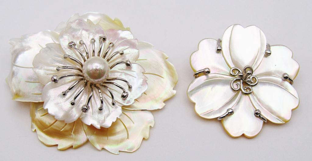 (2) ABALONE / SHELL PENDANTS / PIN (1 of 4)