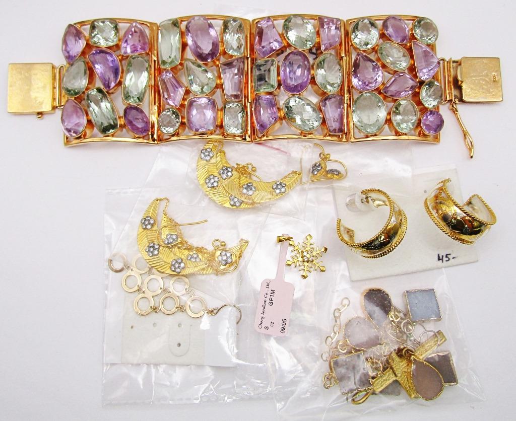 (12) PIECE GOLD TONED STERLING JEWELRY LOT (1 of 8)