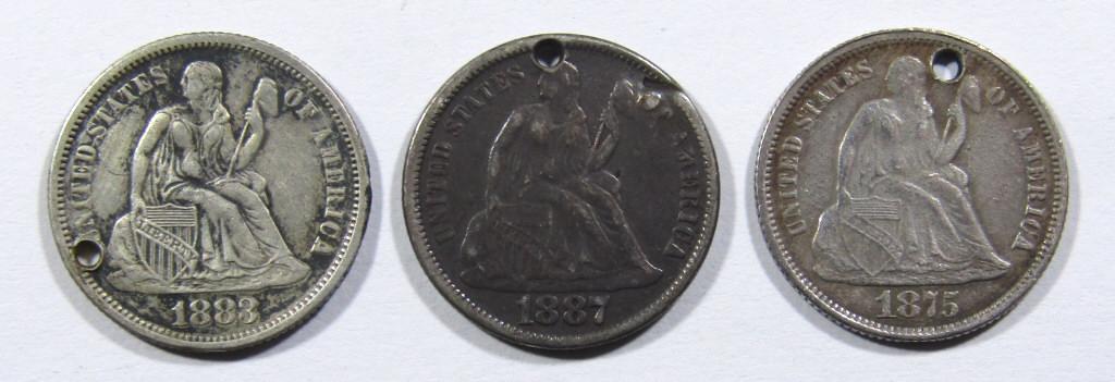 (3) SEATED DIME "LOVE TOKEN" (1 of 2)