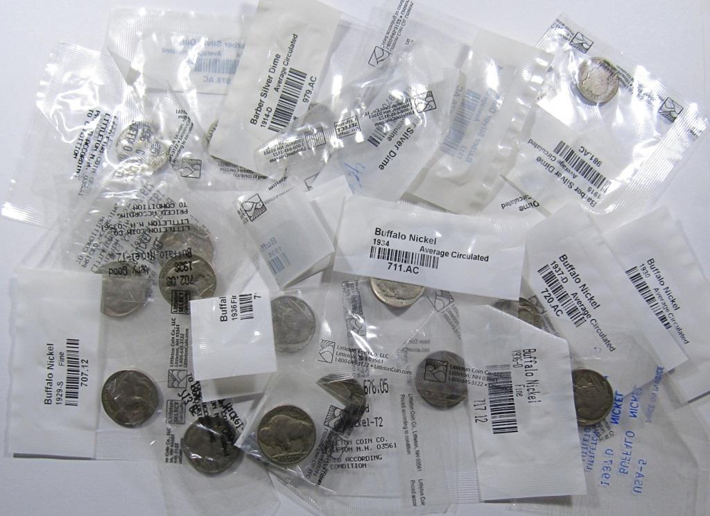 LITTLETON U.S. TYPE COIN LOT - (6) BARBER DIMES (1 of 2)