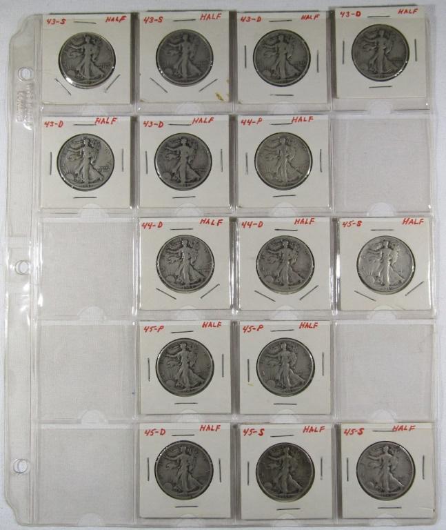 (15) WALKING LIBERTY HALF DOLLARS (1 of 2)