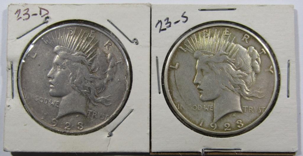 1923-S & 1923-D PEACE SILVER DOLLARS (1 of 2)