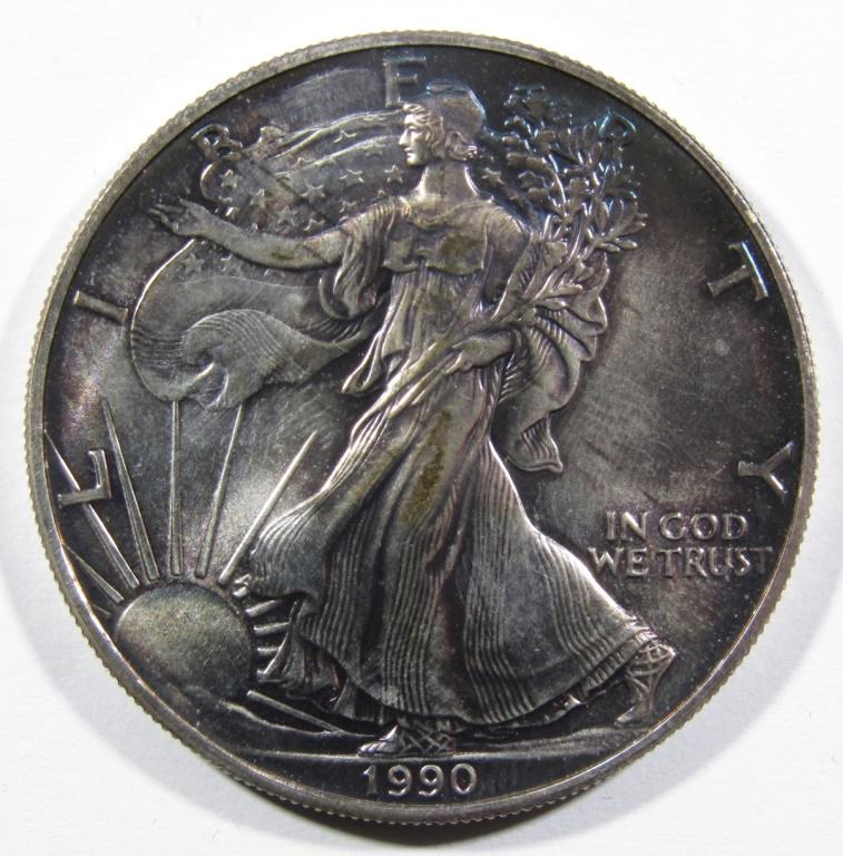 1990 UNC AMERICAN SILVER EAGLE TONING (1 of 4)