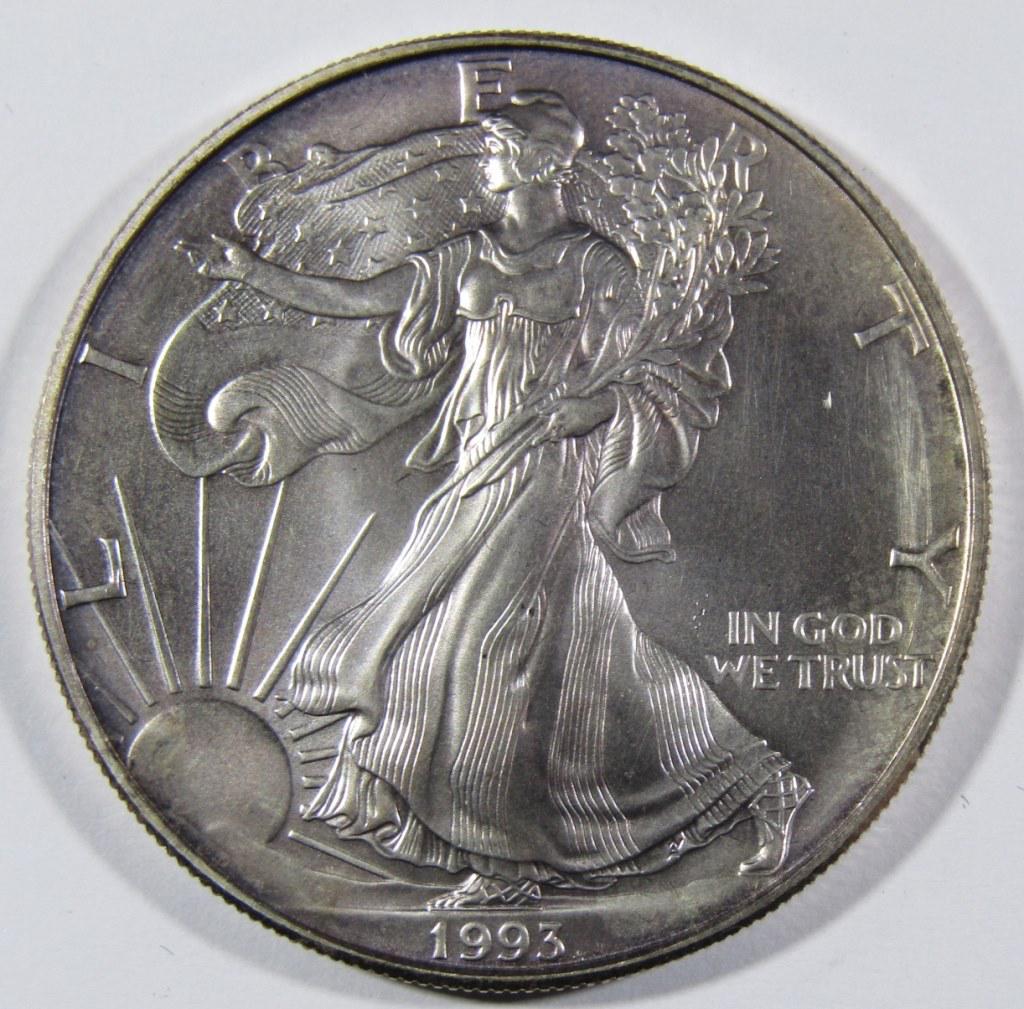 1993 UNC AMERICAN SILVER EAGLE TONING (1 of 4)