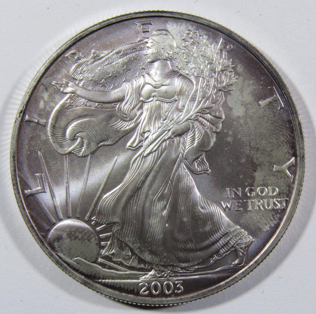 2003 UNC AMERICAN SILVER EAGLE TONING (1 of 4)
