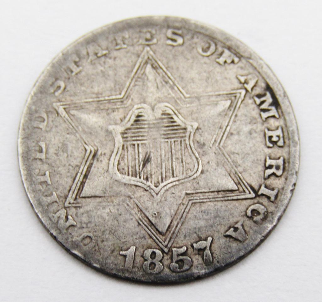 1857 THREE CENT SILVER FINE (1 of 2)