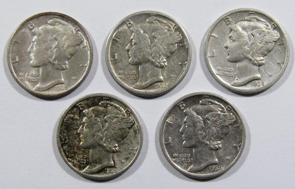 (5) 1935 MERCURY DIMES AU/BU (1 of 2)