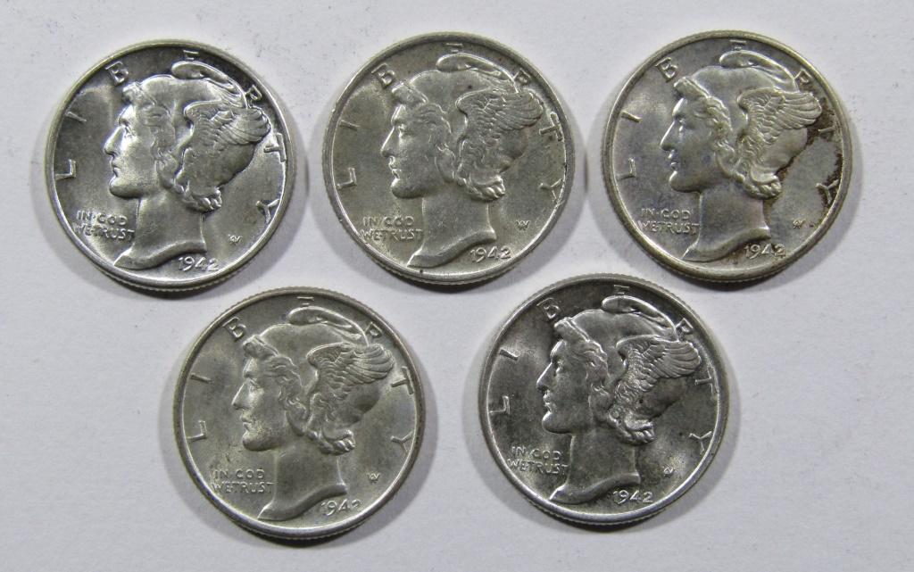 (5) 1942 MERCURY DIMES AU/BU (1 of 2)