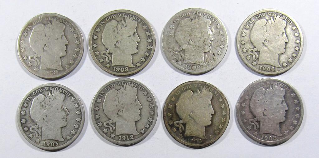 8-BARBER HALF DOLLARS (1 of 2)