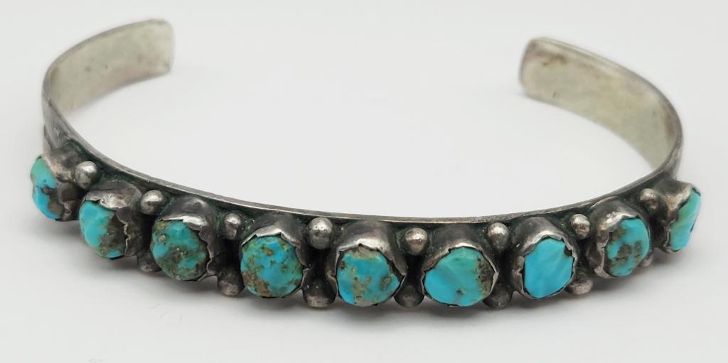 SOUTHWESTERN STERLING CUFF WITH TURQUOISE (1 of 5)