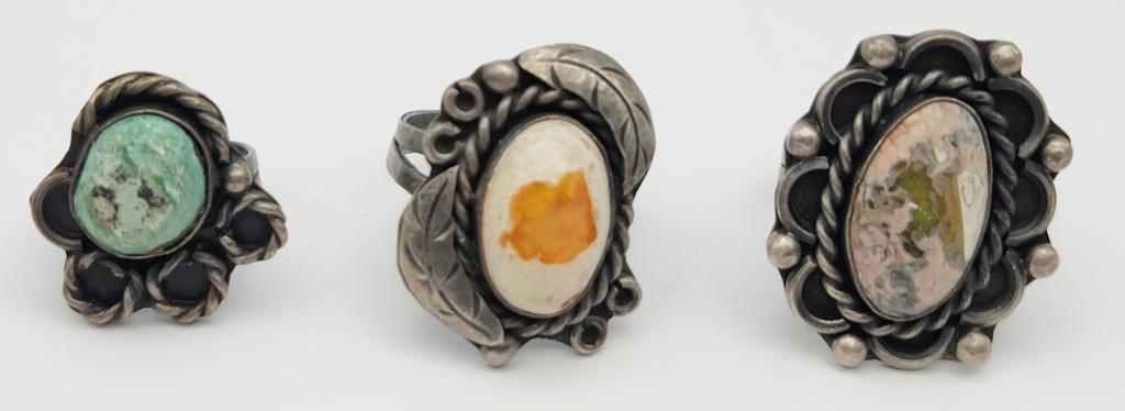 3-SOUTHWESTERN STERLING RINGS WITH MULTI (1 of 5)