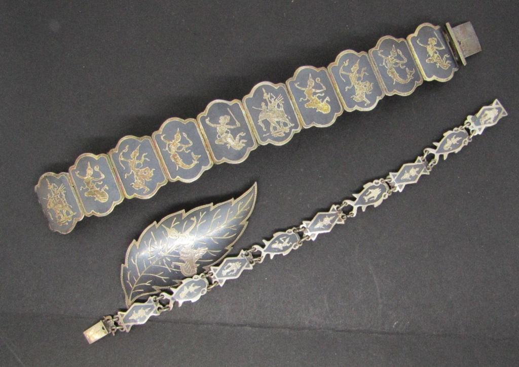 SIAM STERLING 3 pc SET: PANEL BRACELET 7" (1 of 5)