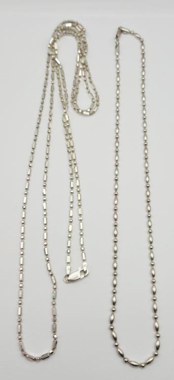 2-STERLING NECKLACES/CHAINS: (1)15.5 INCH MEXICO & (1)MILOR ITALY 40 INCHES-TOTAL 13 DWT