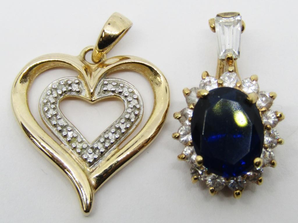2-STERLING GOLD TONED PENDANTS: (1)HEART (1 of 3)