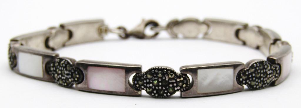 NF 925 MARCASITE / MOTHER of PEARL BRACELET: CLASSY PIECE (16 DWT)