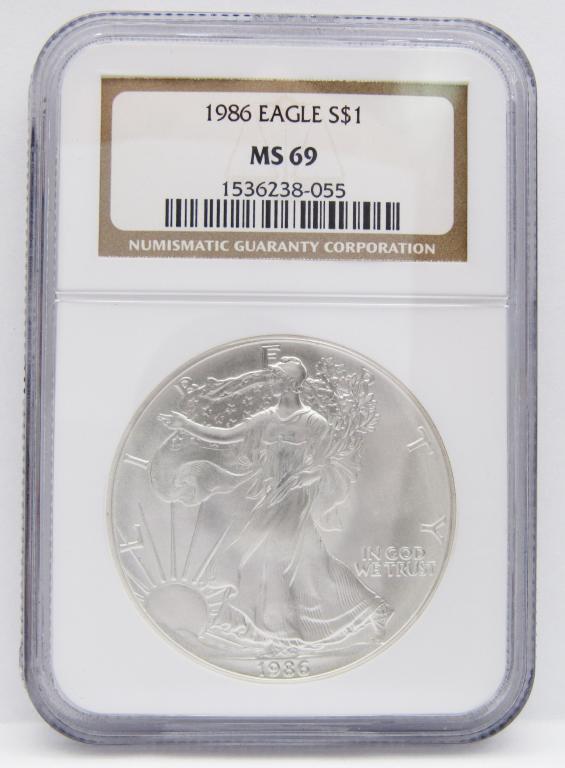 1986 AMERICAN SILVER EAGLE NGC MS-69 (1 of 4)