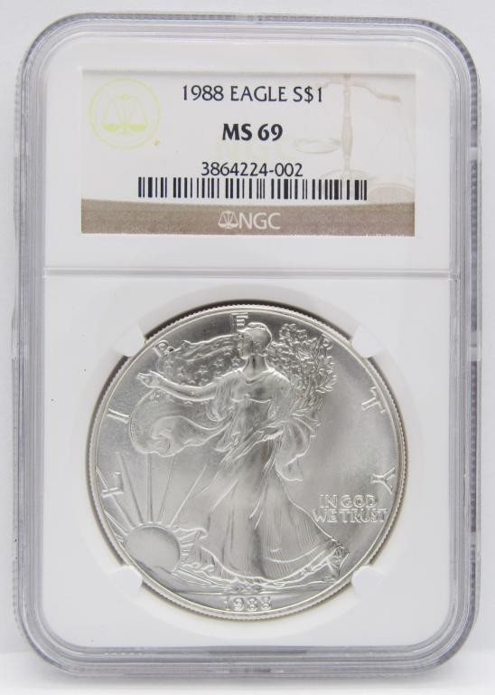 1988 AMERICAN SILVER EAGLE NGC MS-69 (1 of 4)