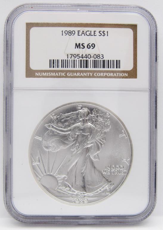 1989 AMERICAN SILVER EAGLE NGC MS-69 (1 of 4)