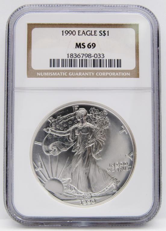 1990 AMERICAN SILVER EAGLE NGC MS-69 (1 of 4)