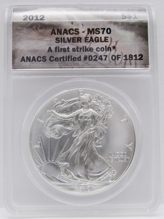 2012 AMERICAN SILVER EAGLE ANACS MS-70 (1 of 4)