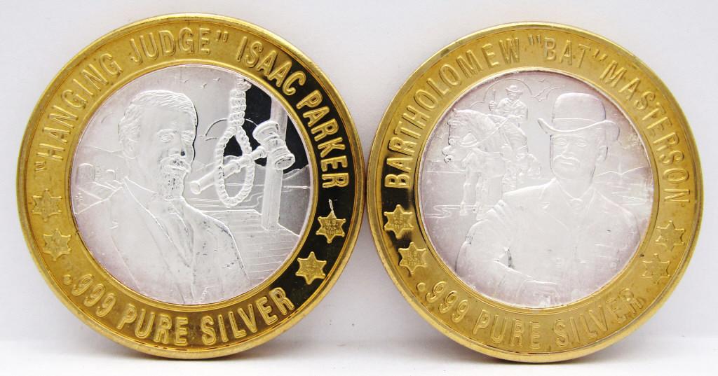 2- $10 GAMING CASINO TOKENS SILVER .999 (1 of 2)