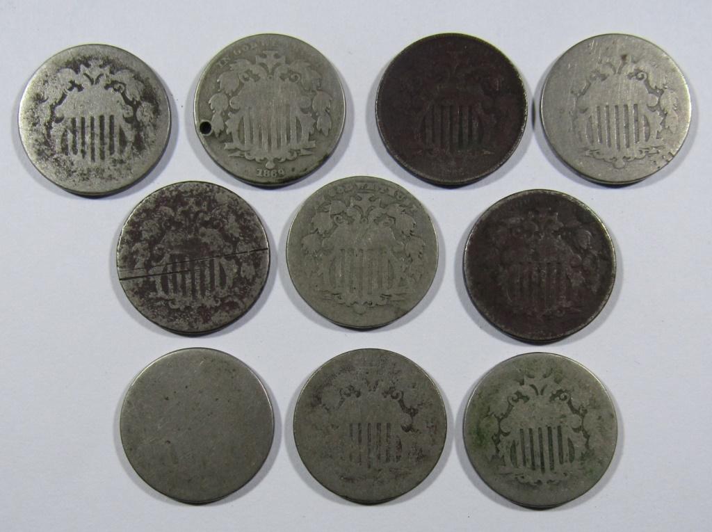(10) SHIELD NICKELS LOWER GRADE (1 of 2)