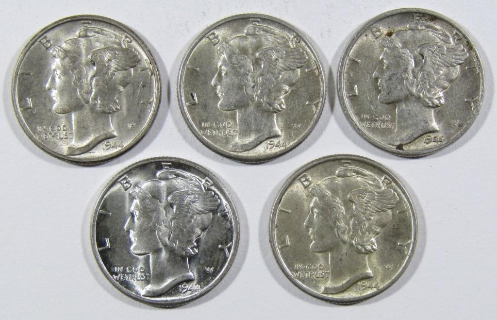 (5) 1944 MERCURY DIMES AU/BU (1 of 2)