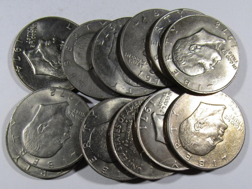 (12) EISENHOWER DOLLARS - MIXED DATES (1 of 2)