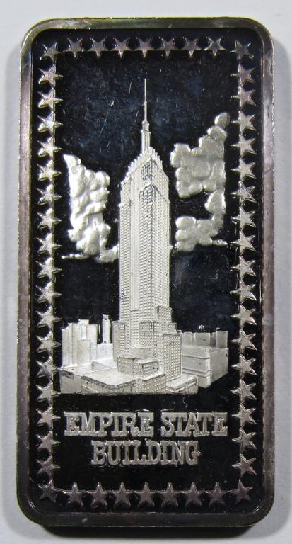 EMPIRE STATE BUILDING 1os SILVER BAR: WONDERS OF AMERICA .999 SILVER BAR, THE HAMILTON MINT