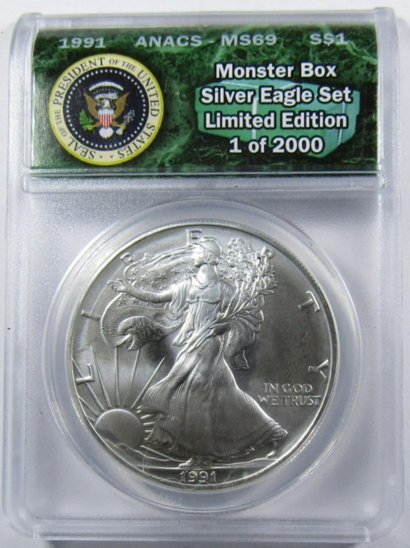 1991 AMERICAN SILVER EAGLE ANACS MS-69 (1 of 4)