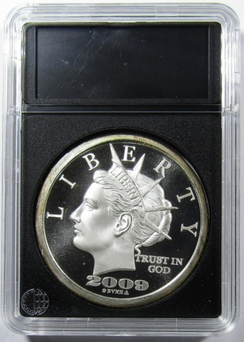 2009 1oz .999 SILVER "LIBERTY DOLLAR": "$20 LIBERTY DOLLAR" SILVER ROUND IN PLASTIC SLAB.