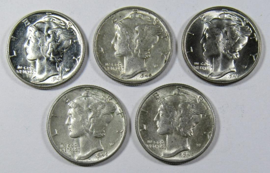 (5) 1945 MERCURY DIMES AU/BU (1 of 2)