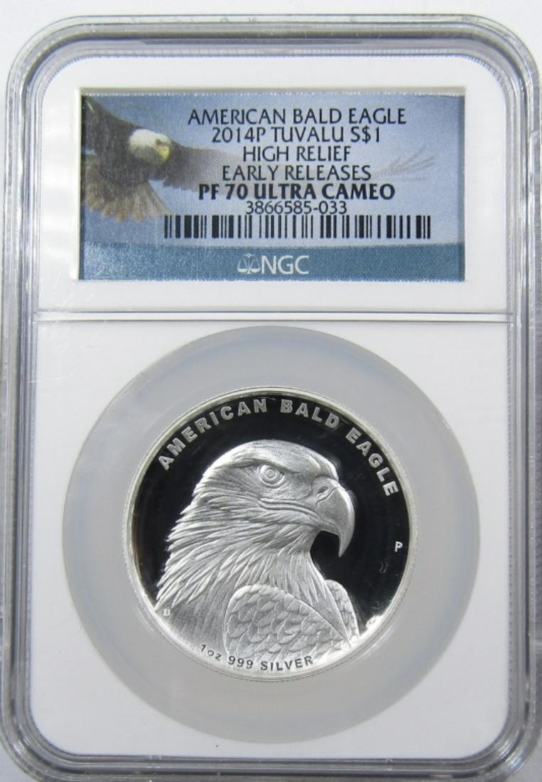 2014-P TUVALU $1 BALD EAGLE NGC PF-70 UC (1 of 4)