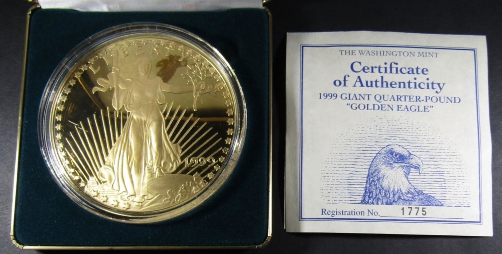 GIANT QUARTER POUND .999 "GOLDEN EAGLE" (1 of 3)