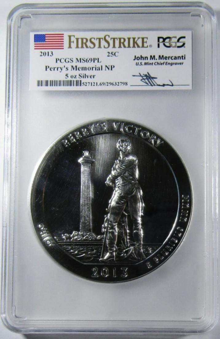 2013 5oz SILVER NP QUARTER PCGS MS-69 PL (1 of 4)