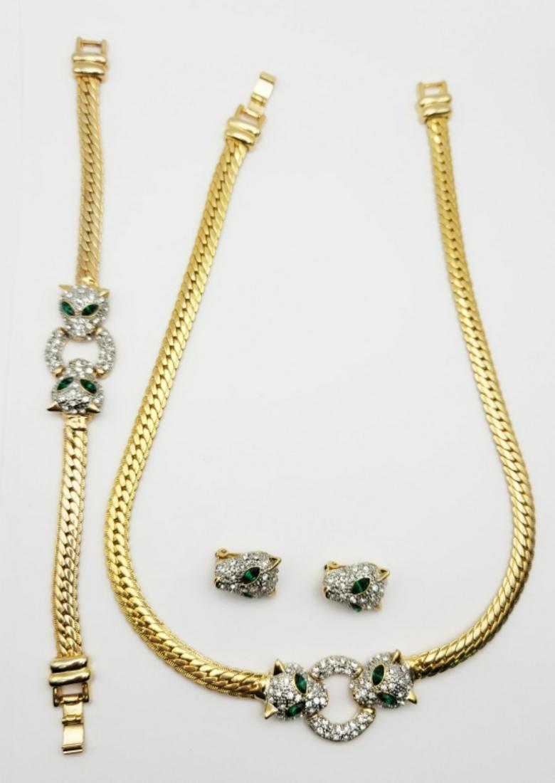 SET! VTG GOLD TONED JAGUAR NECKLACE WITH (1 of 4)