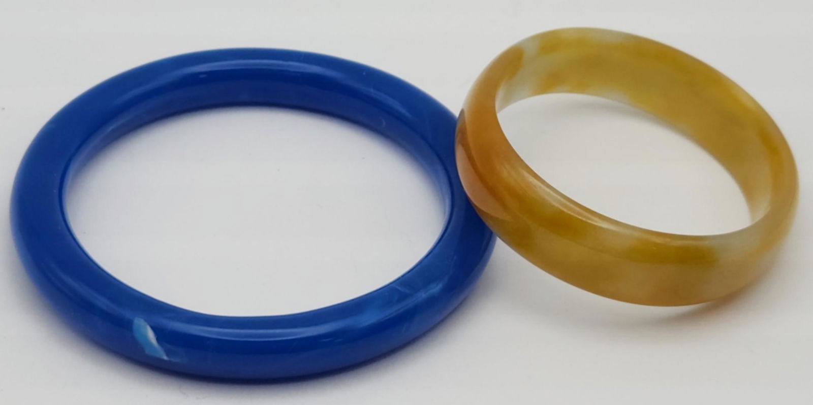 2-RETRO BLUE AND YELLOW STONE BANGLES: REGISTER TO BID TODAY