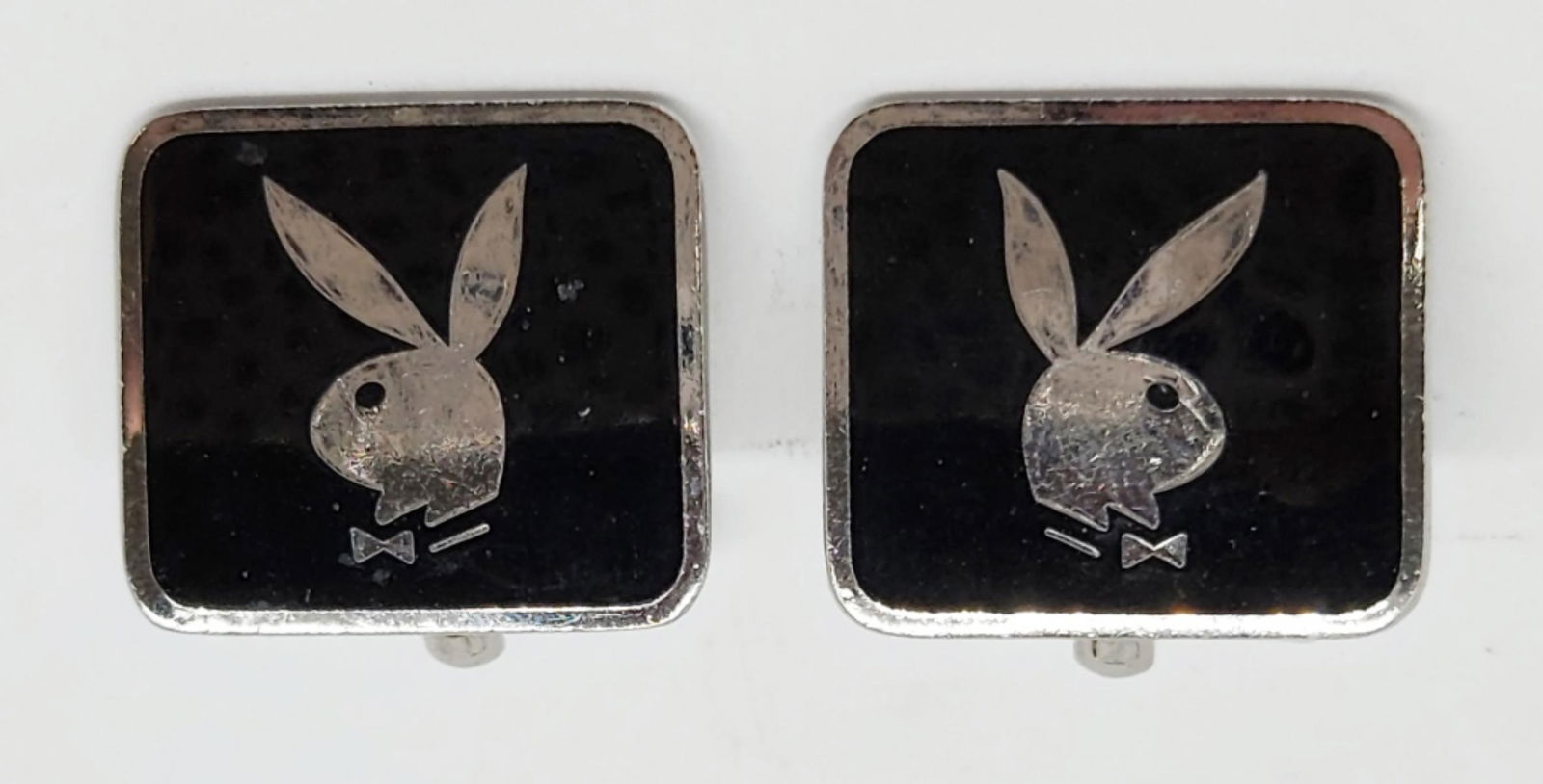 PAIRS OF SILVER TONED MEN'S PLAYBOY CUFF LINKS (1 of 2)