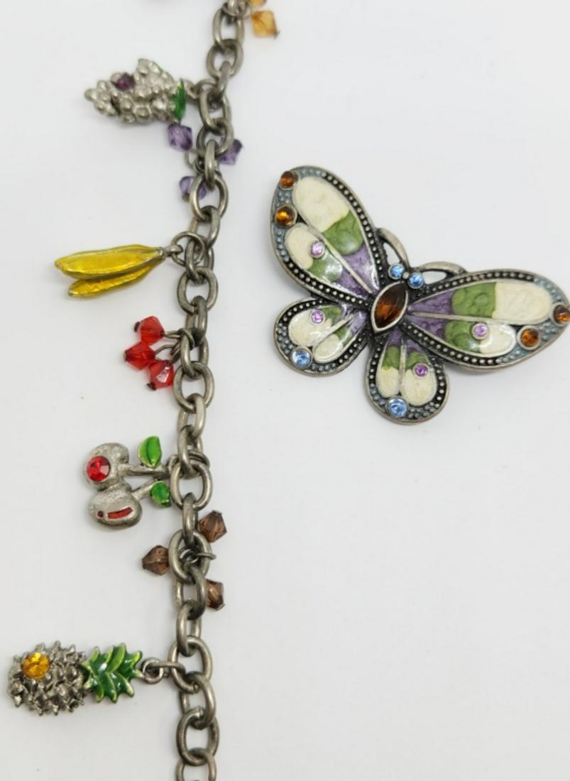 SILVER TONED ENAMEL/RHINESTONE BUTTERFLY (1 of 3)