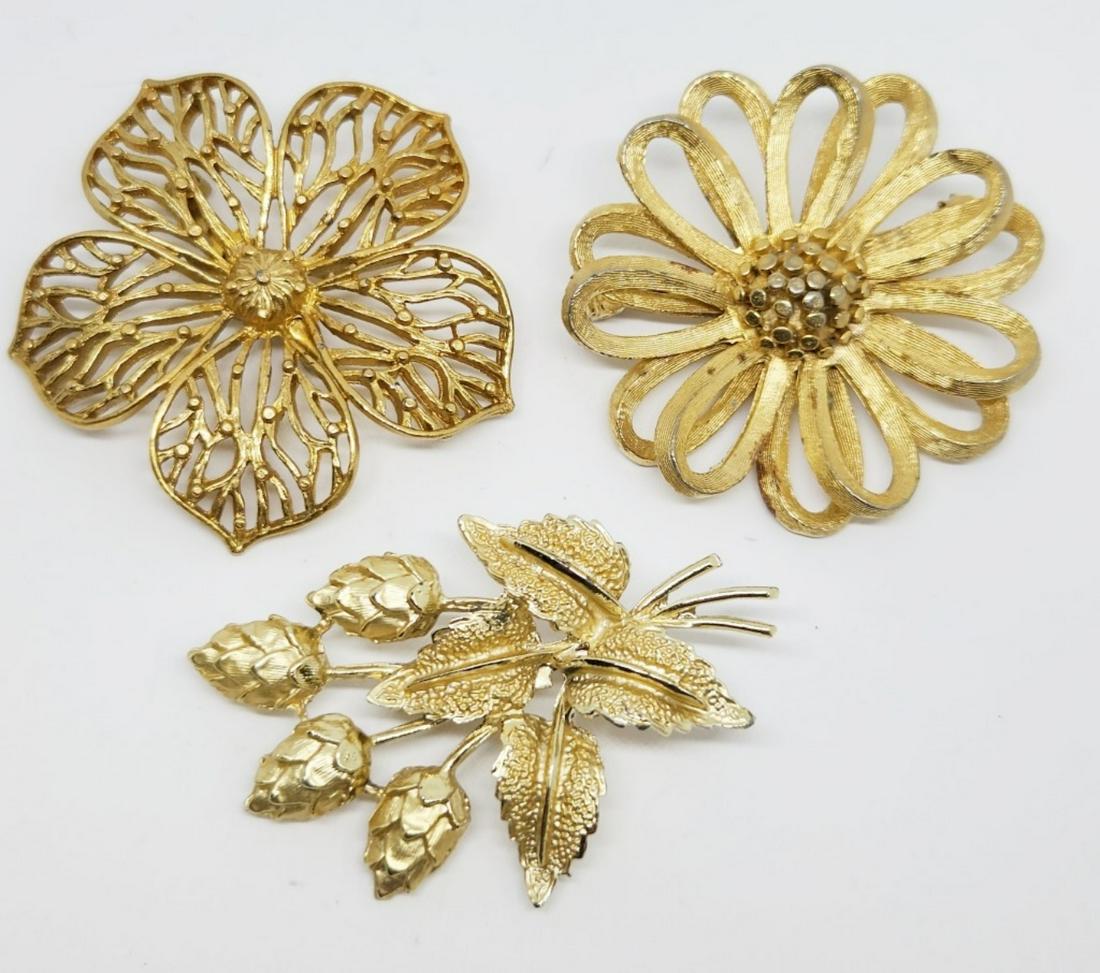 3-VINTAGE GOLD TONED BROOCHES: BSK-GERRYS: REGISTER TO BID TODAY!