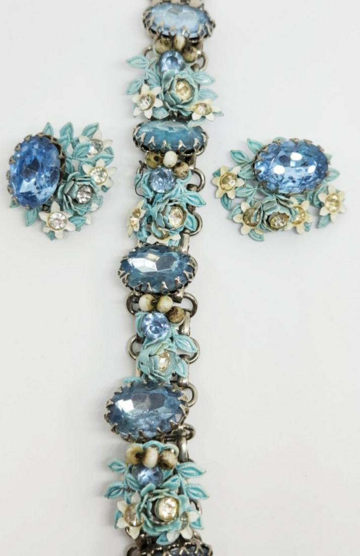 SET! VTG SILVER TONED FLOWER BRACELET WITH (1 of 3)