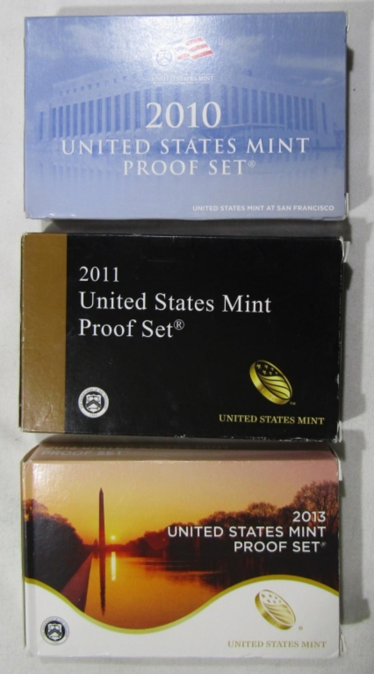 2010, 2011 & 2013 PROOF SETS IN ORIG PACKAGING (1 of 2)