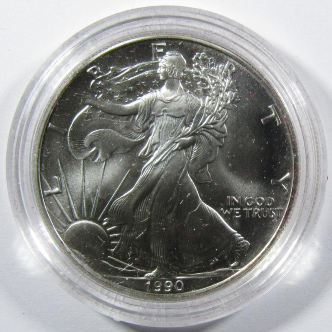 1990 UNC AMERICAN SILVER EAGLE IN OGP (1 of 4)