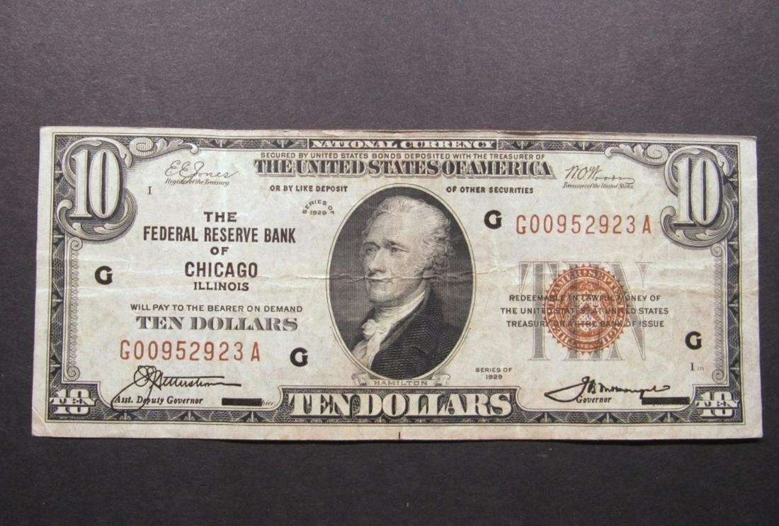 1929 $10 NATIONAL CURRENCY CHICAGO IL (1 of 2)