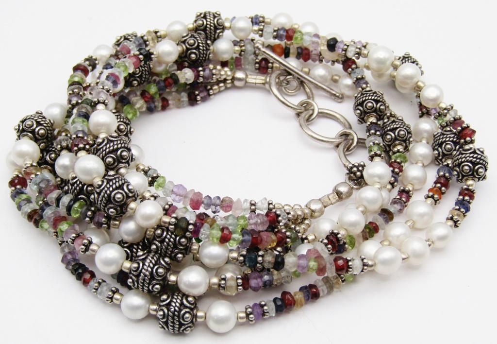 MULTI STRANDED STERLING BEADED NECKLACE WITH (1 of 3)