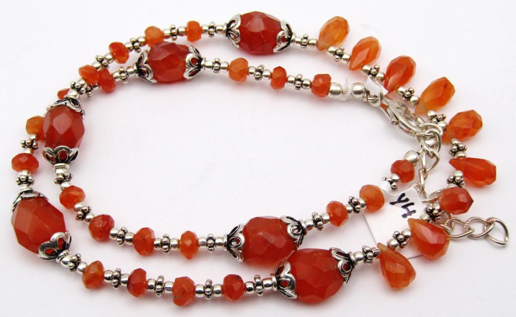 18 INCH ORANGE CITRINE AND 925 BEAD NECKLACE (1 of 3)