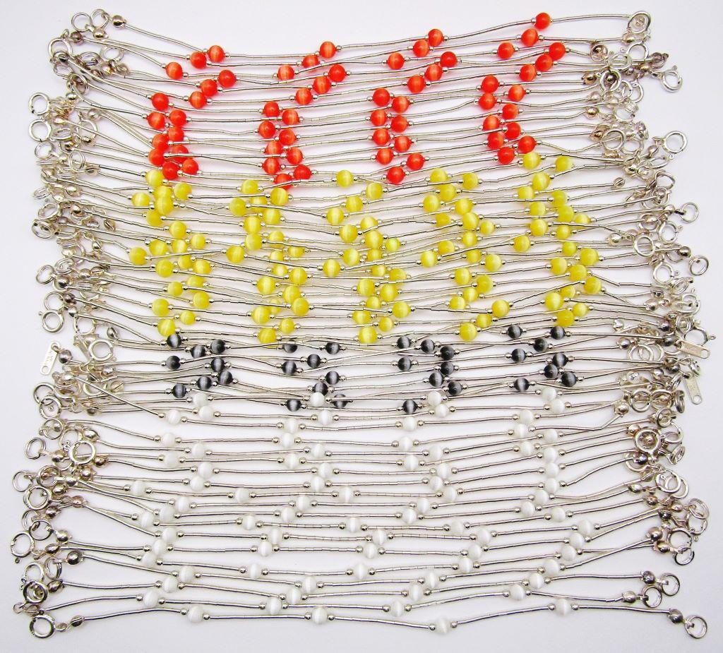 LARGE LOT OF SILVER TONED CAT EYE BEADED (1 of 4)