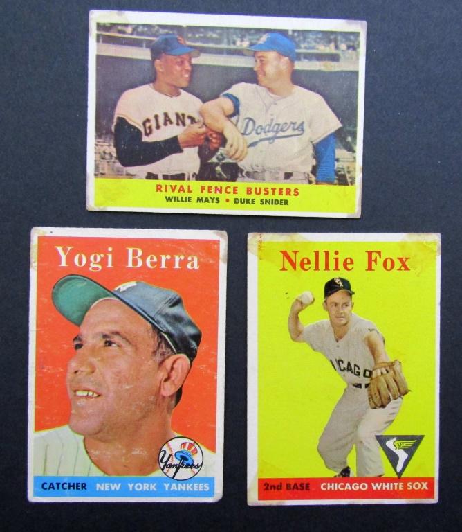 (3) 1958 TOPPS BASEBALL STAR CARDS (1 of 2)